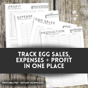 Egg Sales & Expense Tracker | Chicken Record Keeping Log | Printable Egg Order Form | Farm Income Tracker | Digital Download PDF