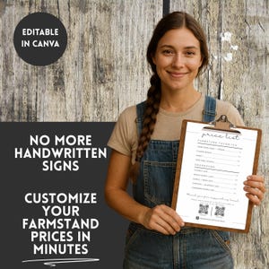 Editable Farmstand Price List Template: Printable Vendor Sign (Canva Download)