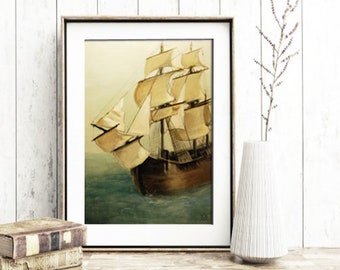 Sailboat Original digital print INSTANT DOWNLOAD Home Decor