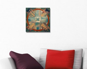 ORIGINAL Mandala painting, spiritual art, meditation art, mandala art, blue orange