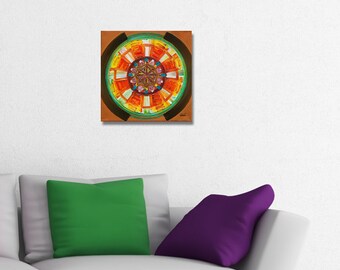 ORIGINAL mandala painting, spiritual art, meditation art, mandala art, orange