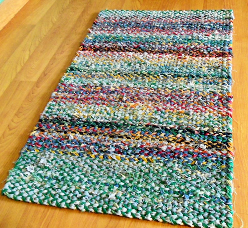 Recycled Bluejeans & fabric Twined Rag Rug Etsy