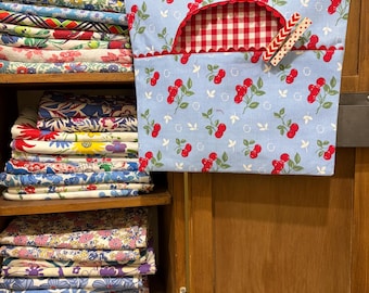 Clothespin Bag, vintage cherry tablecloth fabric
