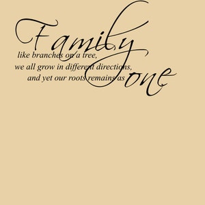Family roots,  family as one, family wall decal, Home quote decal