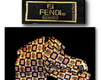 Fendi, Men's, Silk Tie, Necktie, Italian, Designer, Floral, Made in Italy, Christmas, Wedding, Formal, Neckties, Dress Tie, Vintage, Gift