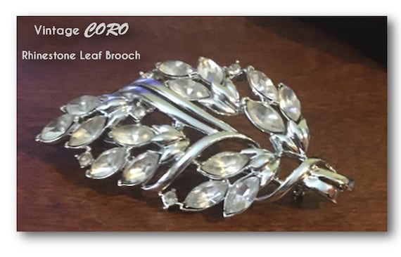Vintage Coro Rhinestone Brooch Antiqued Silver Tone Metal Rhinestone Flower Brooch Signed Vintage Jewelry