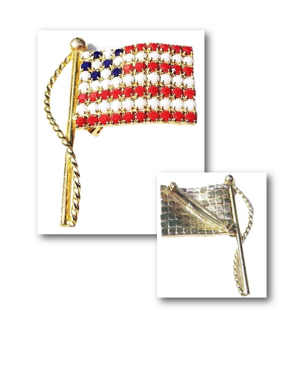 Vintage Flag Pin, Patriotic, Brooch, USA Flag, Patrio… Gem