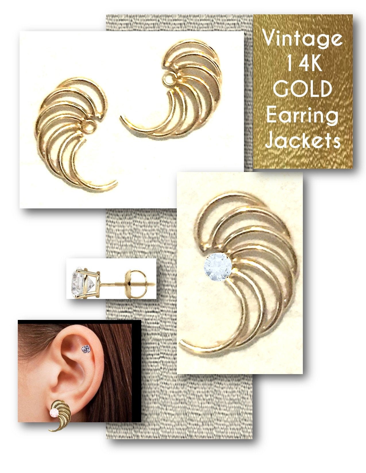 14k gold 2024 earring jackets
