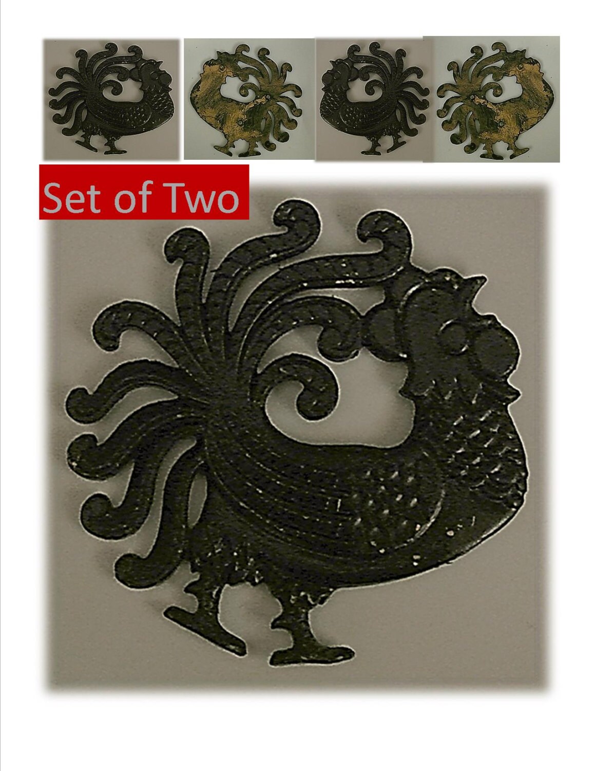 Vintage GALLOS DE COCINA MCM Metal Hierro Fundido Gallo | Etsy