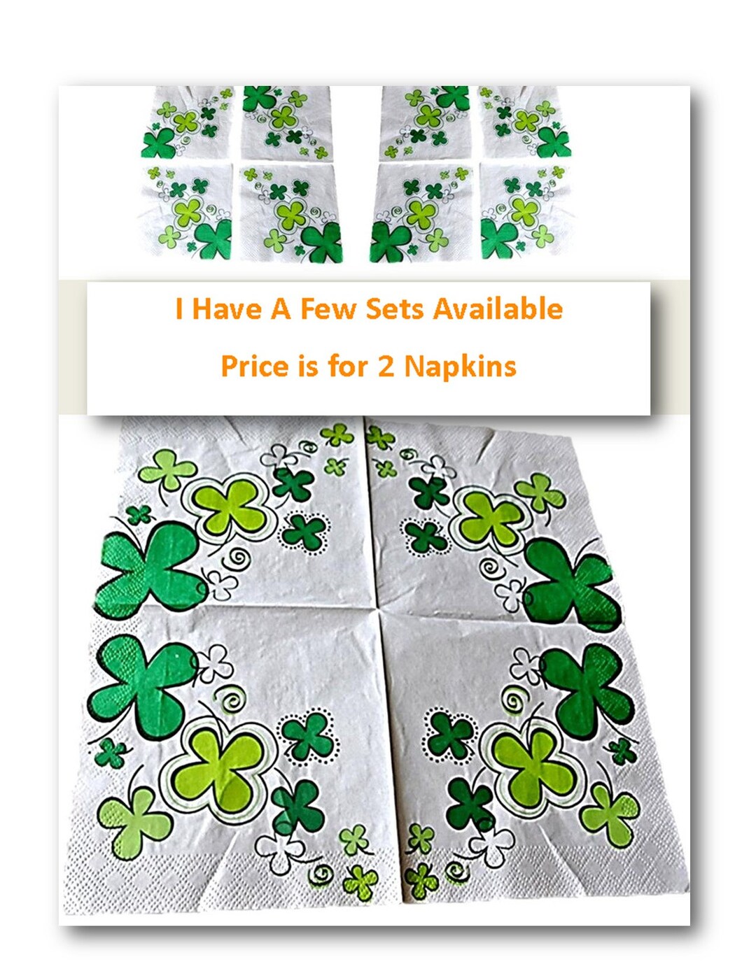 Decoupage Napkins, SET OF 2, Vintage Paper Napkins, St. Patrick's Day