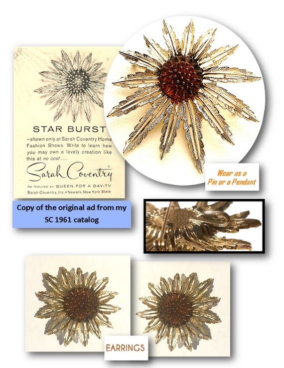 SARAH COVENTRY, Star Burst, 1961, Demi Parure, Br… - image 1