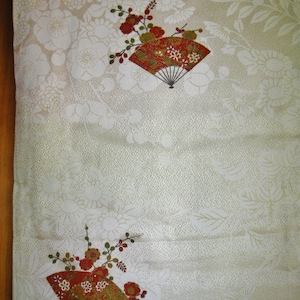 Fine Kimono / Japanese Vintage Silk Kimono / Komon Silk Kimono / Palest Mint / Vintage Japanese Silk Kimono / Boho / Silk Robe /Gift for Her