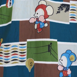 KIMONO CHILDS Japanese Vintage Kimono Darling Childs UnLined Cotton Yukata Kimono  Boys Kickboxing Mouse Mice Boys Yukata Great 4 Wall Decor