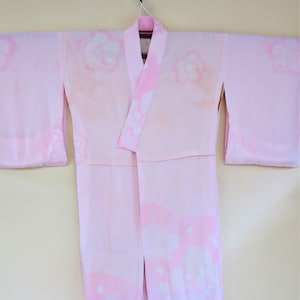 Silk Juban / Vintage Japanese Silk Juban / Kimono/ Handyed Pink Maple Leaf  Shibori / Vintage Japanese Silk Underkimono/  Juban/ Mon Kinsha