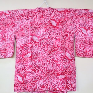 SHIBORI MICHIYUKI / Antique / Vintage Japanese Kimono Coat / Handdyed Shibori / Couture Covered Button Pocket / Kimono Jacket / Gift for Her