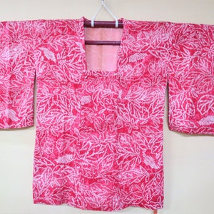 SHIBORI MICHIYUKI / Antique / Vintage Japanese Kimono Coat / Handdyed Shibori / Couture Covered Button Pocket / Kimono Jacket / Gift for Her