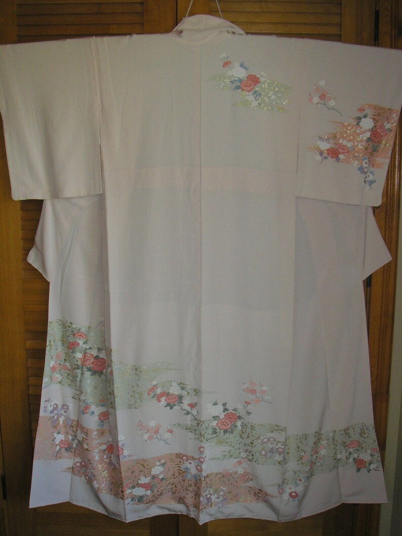 ART KIMONO Very Fine Japanese Vintage Homongi Kimono Silk Kimono Kinsai Peony Vintage Japanese Silk Kimono Boho Gift for Her