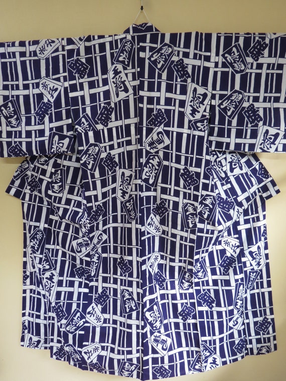 YUKATA / Kimono / Robe / Antique Japanese Cotton K