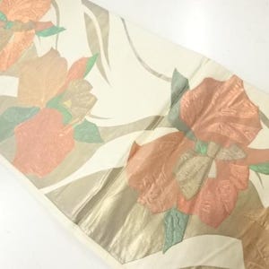 OBI Table RUNNER / Vintage Japanese Silk Obi Kimono Belt / Large Flowers / Zen / Home Decor / Wall Hanging /  Kimono Belt / Gift for Her