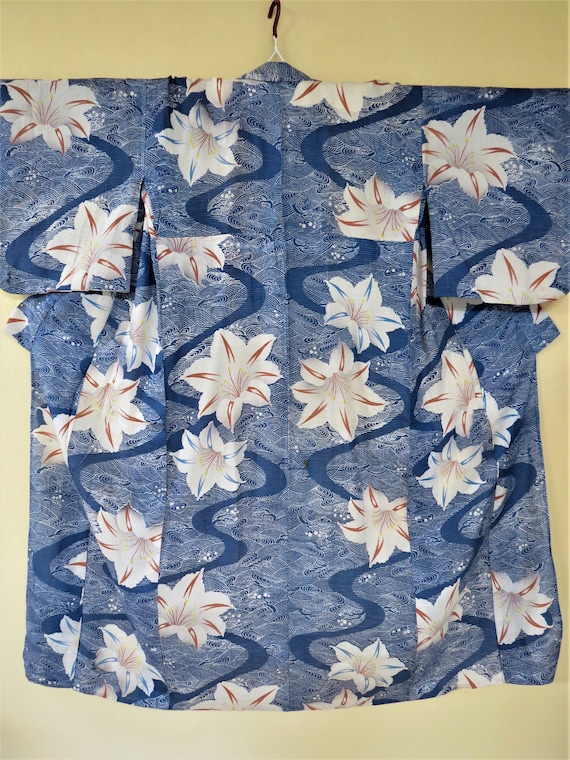 YUKATA / Kimono / Robe / Antique Japanese Cotton K