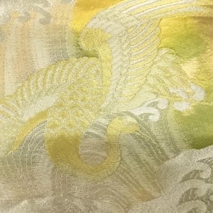 Obi Kimono Belt / Silk Obi Table Runner / Vintage Japanese Obi / Wall Hanging / Waves, Cranes / Home Decor / Gift for Her / Kimono Belt
