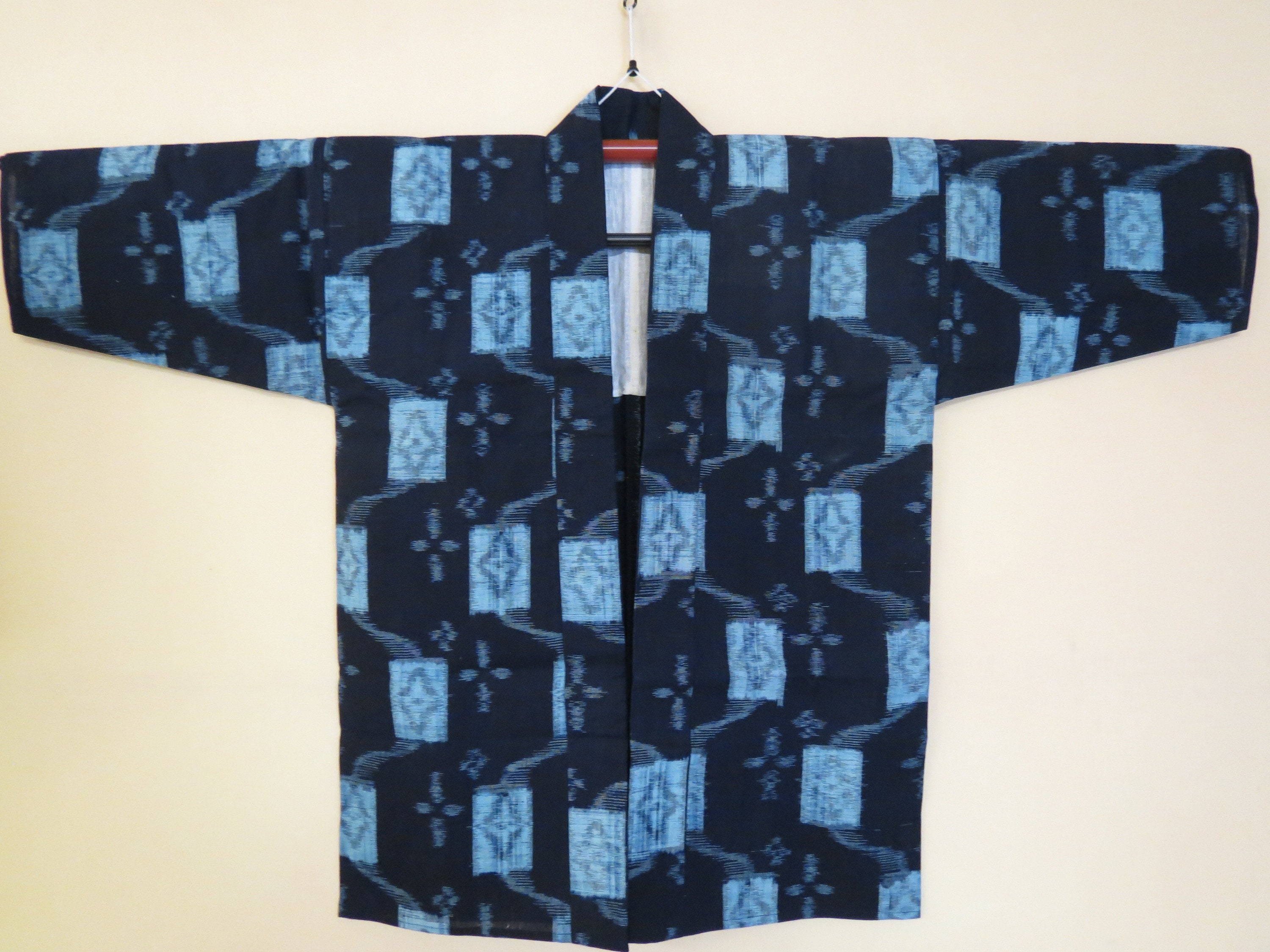 Boro Japanese Antique indigo Cotton Ikat Kasuri Kimono