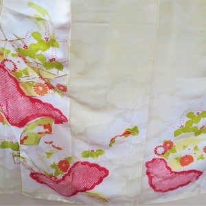 SHOWA KIMONO / Furisode / Antique Japanese Silk Kimono / Boho / Shibori / Clouds / Handpainted / Embroidery / 1940&#39;s Geisha Robe/Stains