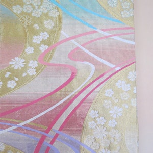 Obi Kimono Belt / Silk Obi Table Runner / Vintage Japanese Obi / Flowers / Wall Hanging / Home Decor / Gift for Her/ Mom / Kimono Belt