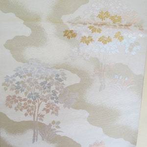 14&quot; OBI TABLE RUNNER, Art Topper from Vintage Japanese Obi Kimono Belt, Wall Hanging, Zen, Flowering Trees, Place Mat, Gift for Her