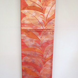 Obi Kimono Belt / Silk Obi Table Runner / Unused / Vintage Japanese Obi Belt / Leaf / Wall Hanging / Home Decor / Gift for Her / Kimono Belt