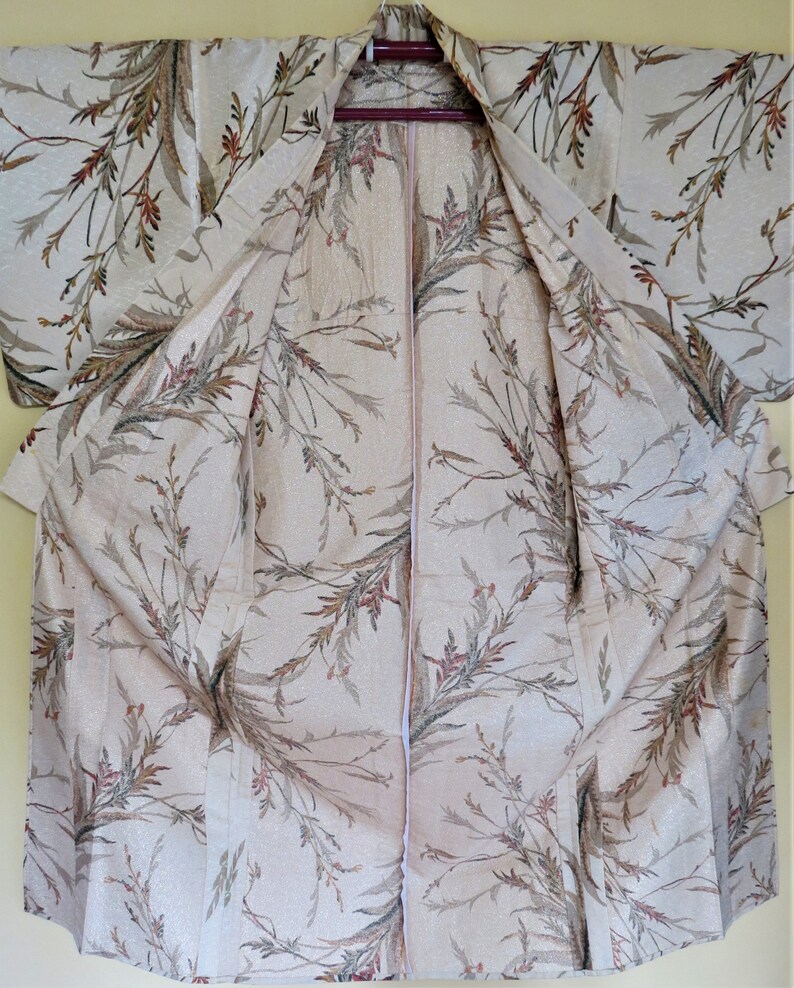 Vintage Kimono Silk Japanese Kimono Sparkly Urushi Silk Kimono Showa Silk Kimono Boho Robe Sparkle Art Nouveau Boho Women S Clothing Pajamas Robes Somoto Cz