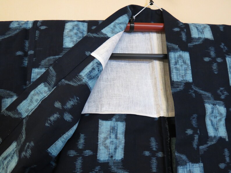 Boro Cotton Noragi Haori Blue Kasuri Ikat Japanese Kimono | Etsy