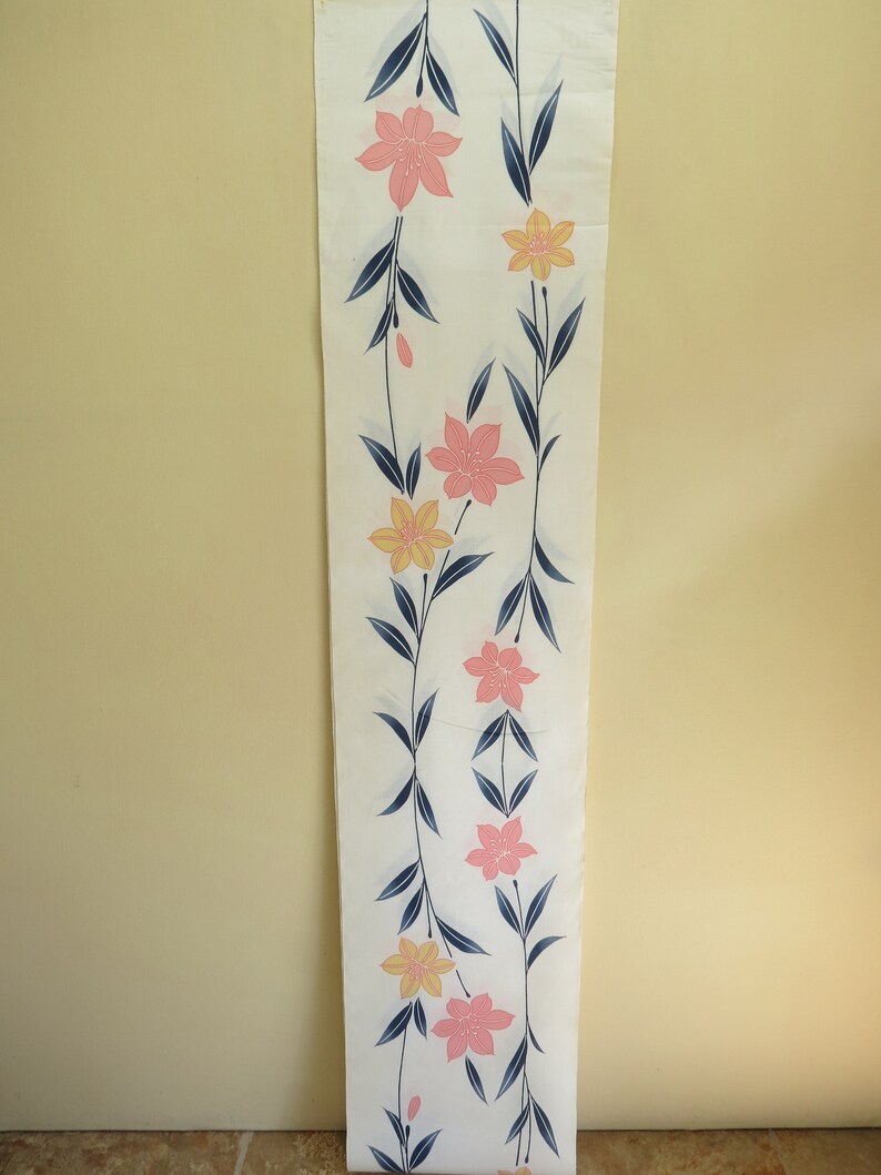 FABRIC Vintage Japanese Cotton Blue White Pink YellowYukata Fabric Unused Flower Leaf Japanese Cotton Fabric Quilting Fabric13 W