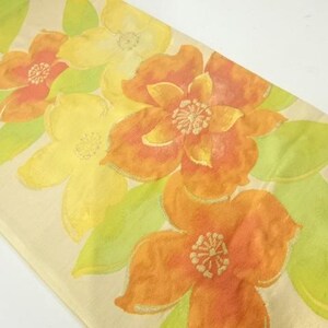Small OBI TABLE RUNNER, Flowers, From Vintage Japanese Silk Obi Kimono Belt, Art Table Topper, Wall Hanging, Zen Home Decor, Gift for Her