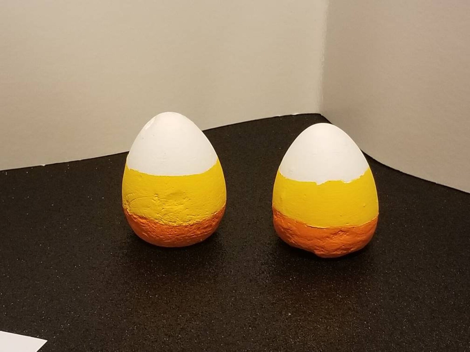 2 solid ceramic candy corn colored eggs Etsy