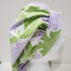 Green and Purple Royal Pattern Print Scrub Hat, Surgical Hat, Scrub Cap, Surgical Cap