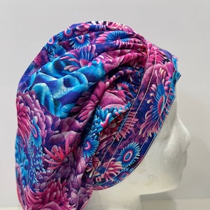 Sea Anemone Scrub Cap, Ocean Surgical Cap, Adjustable Bouffant Scrub Cap for Women, Marine Life Surgical Hat, Doctor and Nurse Scrub Hat