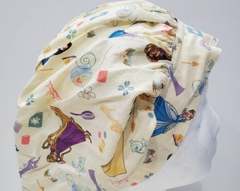 Disney Princess Scrub Cap, Beige Cotton Bouffant Surgical Hat