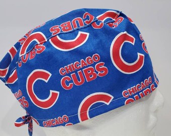 Men's Chicago Cubs Scrub Cap, Surgical Cap Adjustable Ties, Scrub Hat, Surgical Hat for Men, Baseball Scrub Cap, MLB Scrub Cap, Chicago