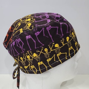 Men&#39;s Skeleton Bones Scrub Hat, Surgical Hat, Scrub Cap, Surgical Cap