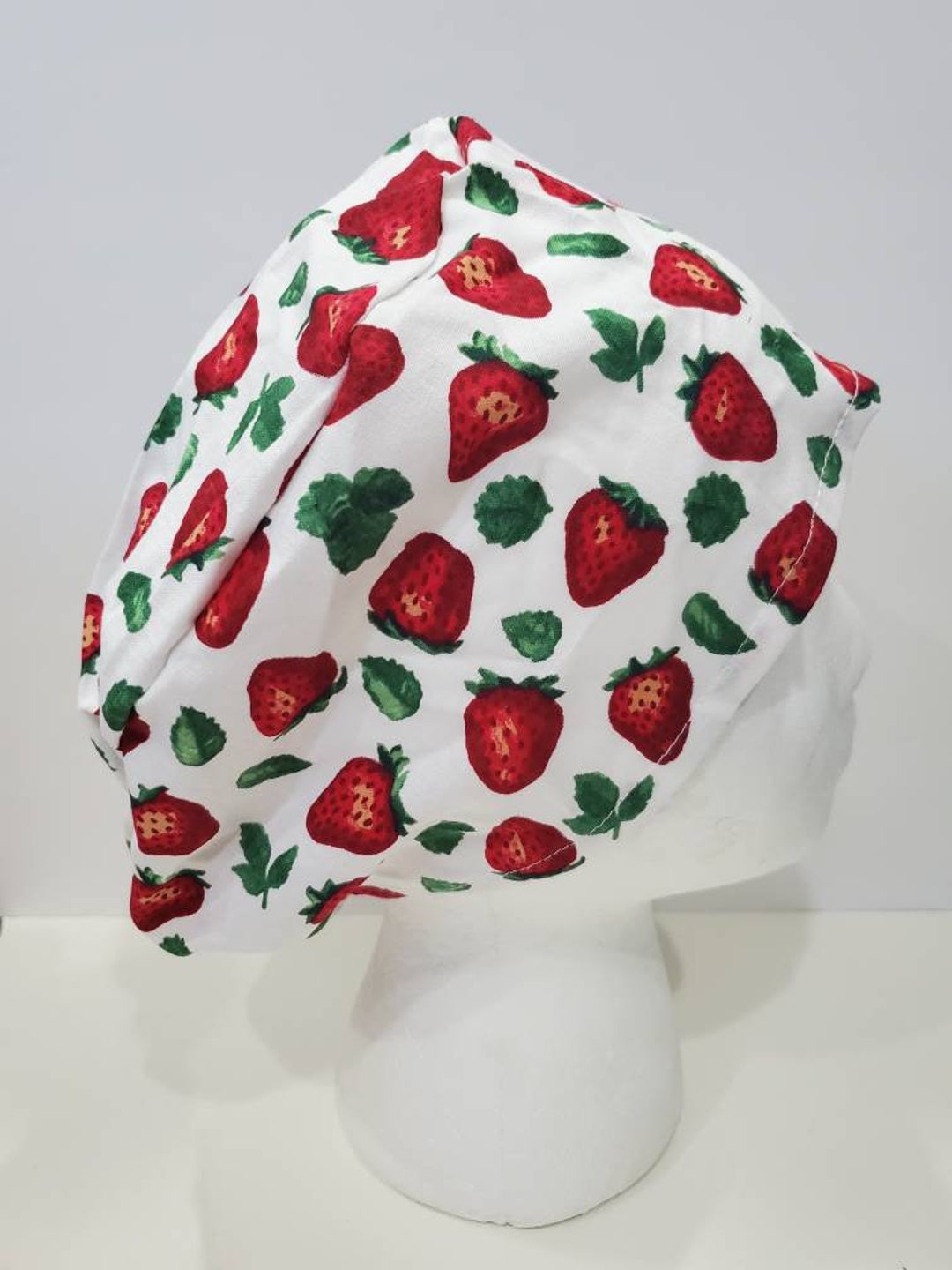 Navy Blue Heart Beat EKG Scrub Cap Doctors Bandana Hat With Adjustable Tie At Women's Clothing Store - View #4