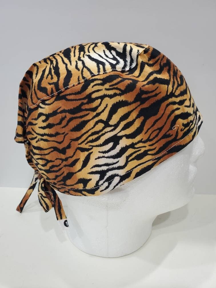 Men's Tiger Print Scrub Hat Surgical 