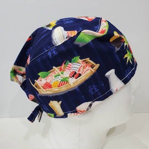 Men&#39;s Sushi Scrub Hat, Surgical Hat, Scrub Cap, Surgical Cap