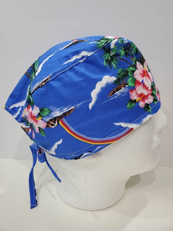Men's Tropical Island Rainbow Scrub Hat 