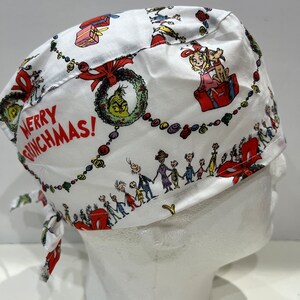 Christmas Grinch Scrub Hat, Surgical Hat, Scrub Cap, Surgical Cap Adjustable, Short Hair Scrub Cap, Medical Cap Doctor or Nurse