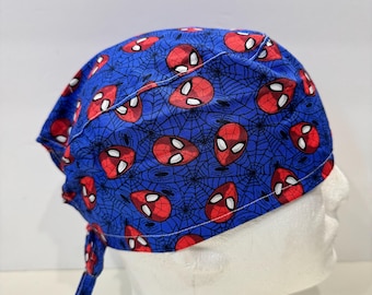 Men's Spiderman Scrub Cap: Cotton Super Hero Surgical Hat