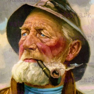 Zeekapitein Old Sailor, visser, lobsterman clipart/digitale afbeeldingen - Instant download 1.jpg