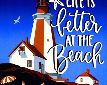 Life is better at the BEACH 2" x 3" Fridge Magnet Vintage Art