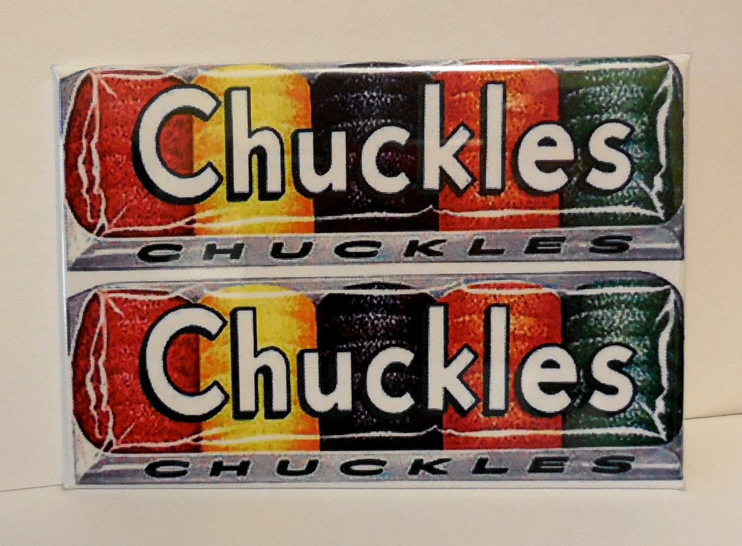 Vintage CHUCKLES JELLIED CANDY 2 X 3 Fridge Magnet Art Candies