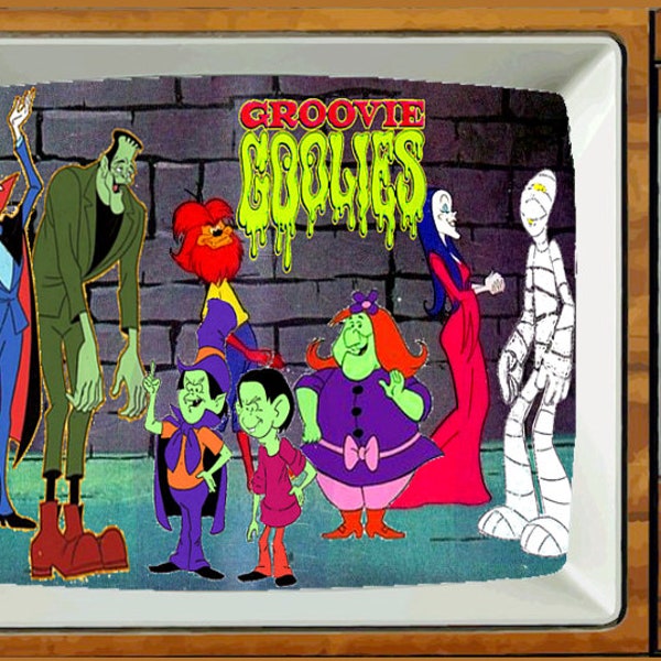 GROOVIE GOOLIES TV Fridge Magnet 2" x 3" art Saturday Morning Cartoons Refrigerator nostalgic retro